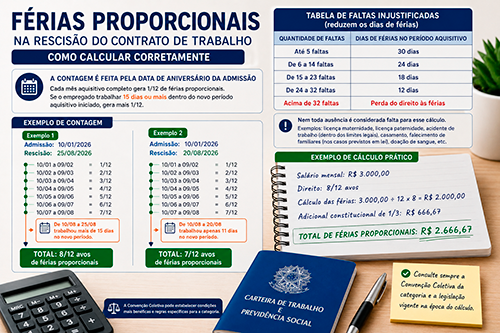 Ilustração cálculo de férias